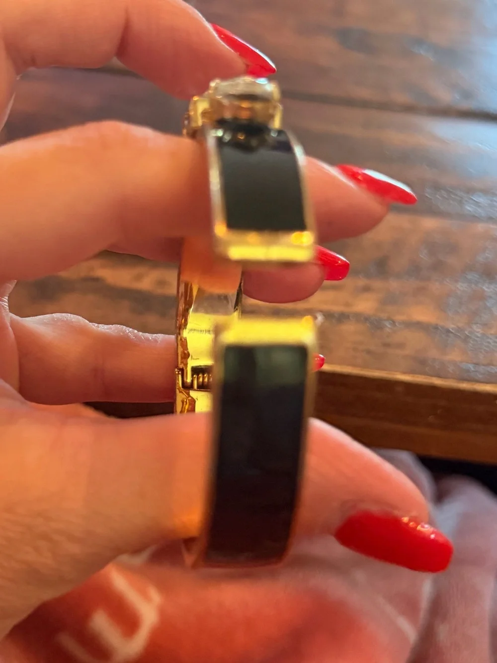 kate spade Black Leather Bracelet with Gold-Tone and Clear Crystals - Picture 4 of 4